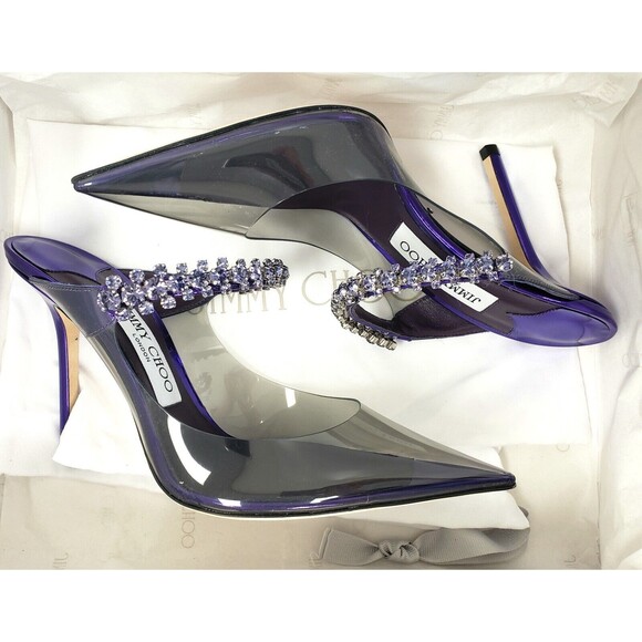 COPY - Jimmy Choo Bing 100 Womens Crystal Mules Heels Sandals Size 37.5, US 7.5… - Picture 3 of 5